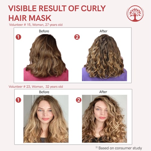 Curly Hair Mask - before after use of curly hair mask