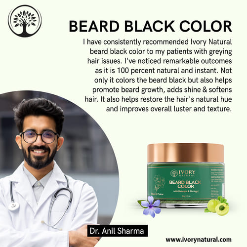 Beard Black Color Organic - Instant Natural Plant Based Beard Color Powder - Ammonia Free, No Harmful Chemicals