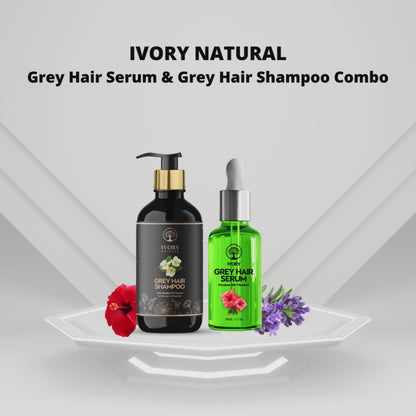 Anti Grey Hair Combo (Serum & Shampoo) 100% Ayush Ministry Certified - For Premature Grey Hair (Both Men & Women)