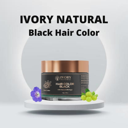 Black Hair Color Organic - Instant Natural Plant Based Powder - Ammonia Free, No Harmful Chemicals